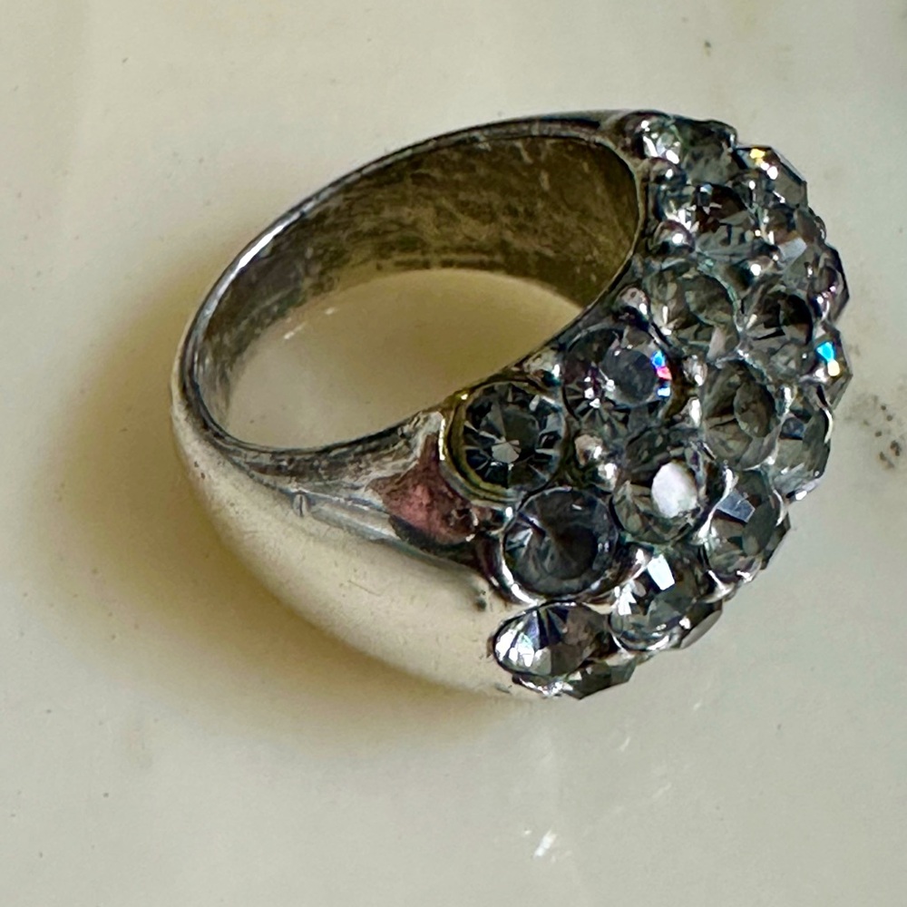 vtg AGATHA Paris smoky crystal cocktail ring